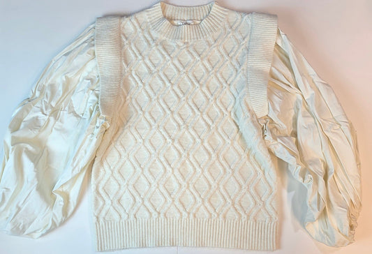 #112 - a loves a White Puff Sleeve Sweater, Women's Size XL, EUC