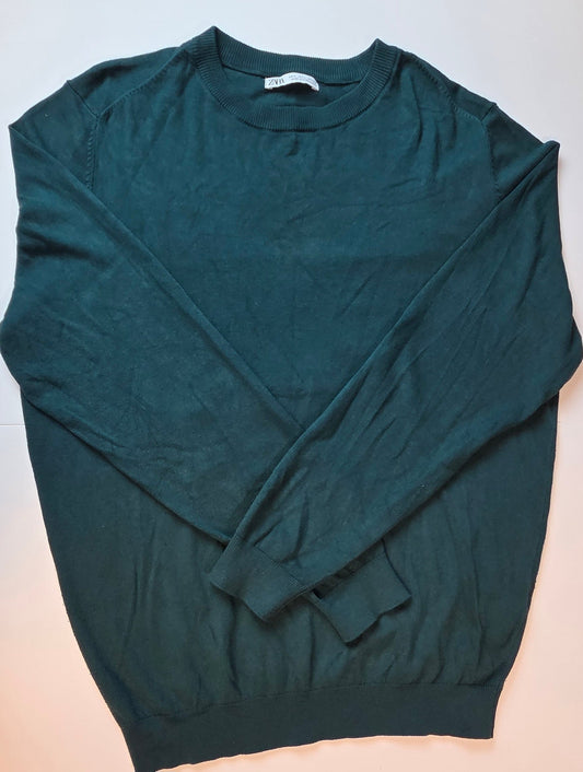 #112 - Zara Green Drewneck Sweater, Women's Size L, EUC