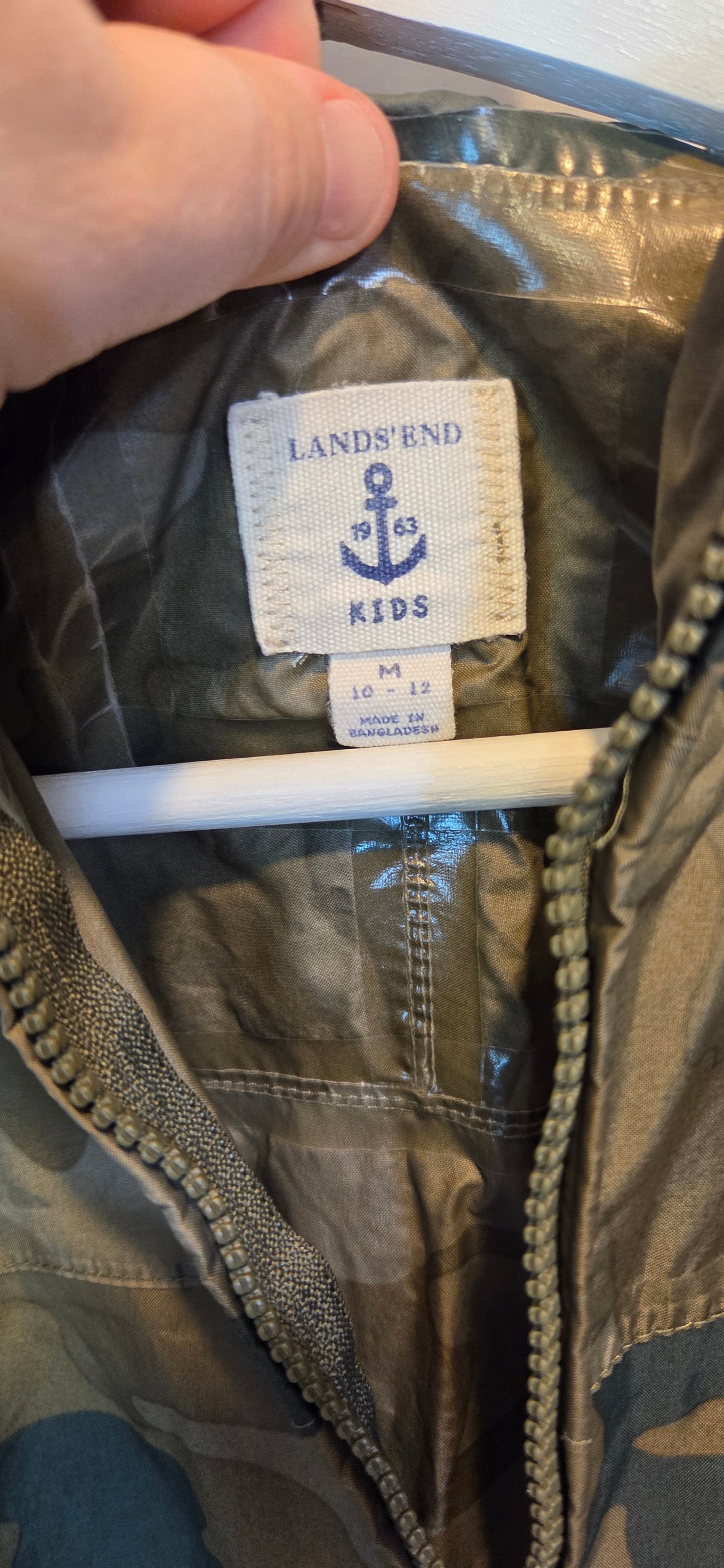 #112 - Lands Ends Kids Raincoat, Size M (10-12), EUC