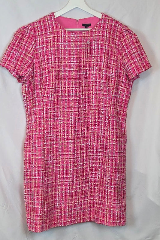 #112 - Ann Taylor Pink Tweed Dress, Womens Size 18, NWT