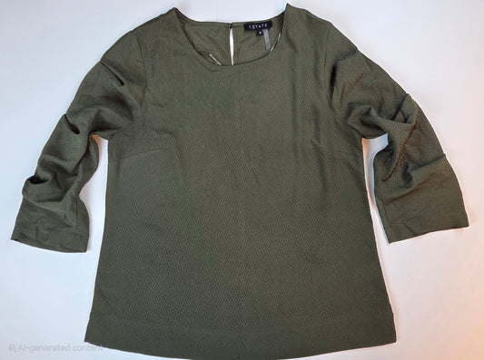 #112 - 1. State Olive Green Blouse, Womens Size Sm, EUC