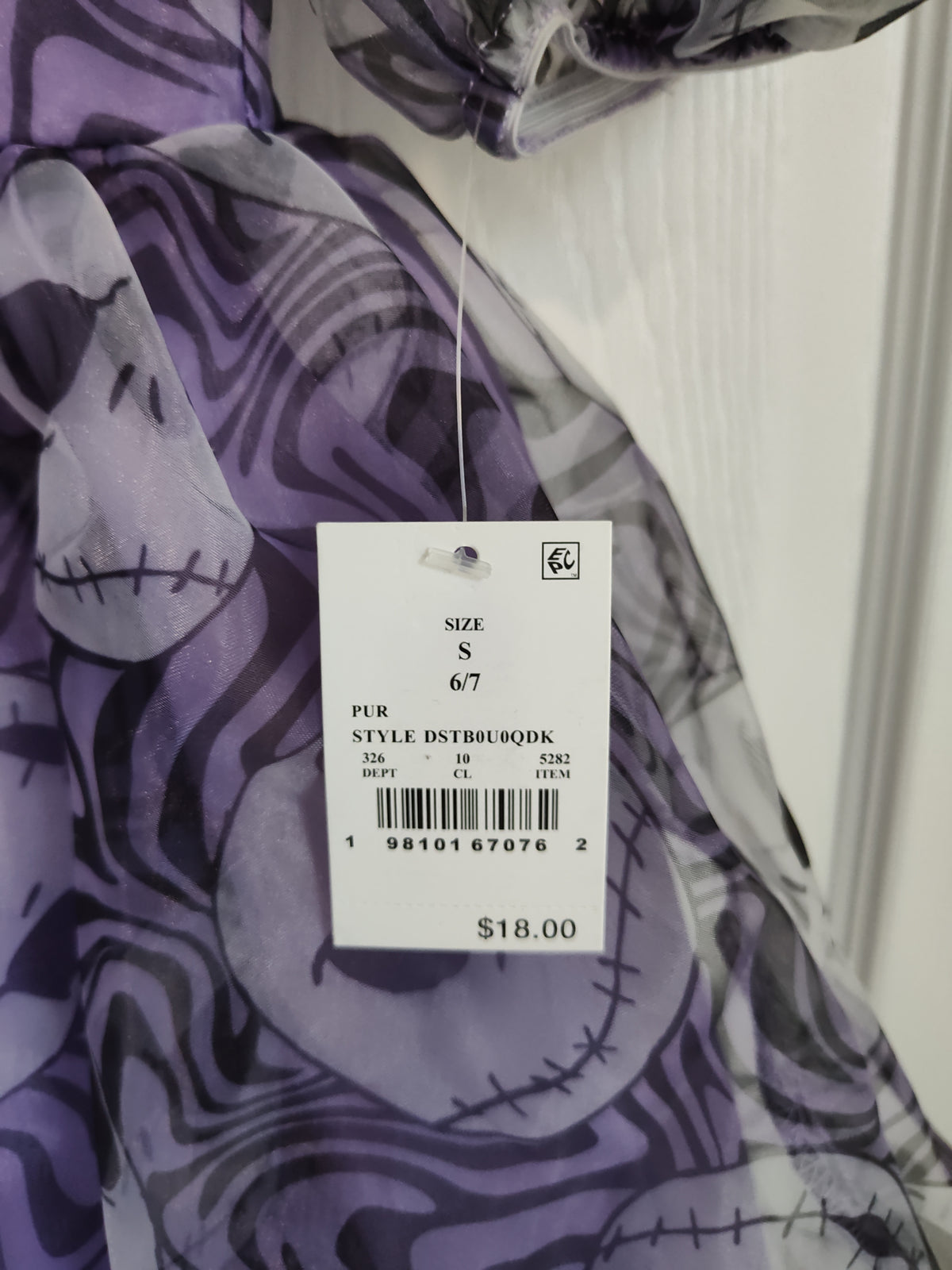 Seller 189:  Nightmare before Christmas purple tunic dress girls size 6/7