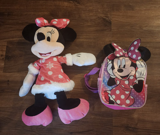 Minni mouse plush with very small minnie backpack