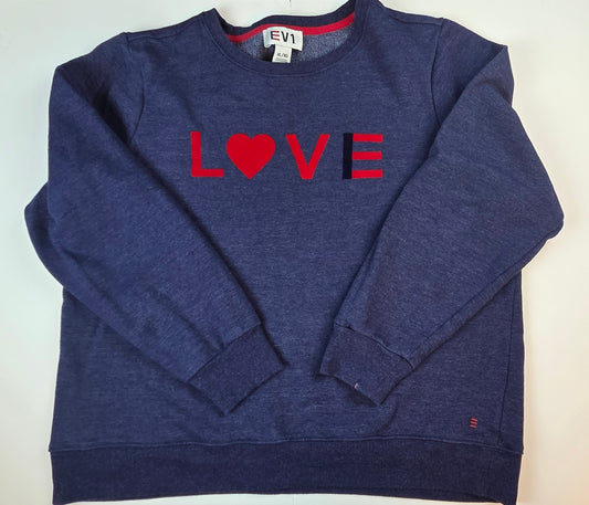 #112 - EV1 "Love" Navy Blue Crewneck Sweatshirt, Size XL, EUC