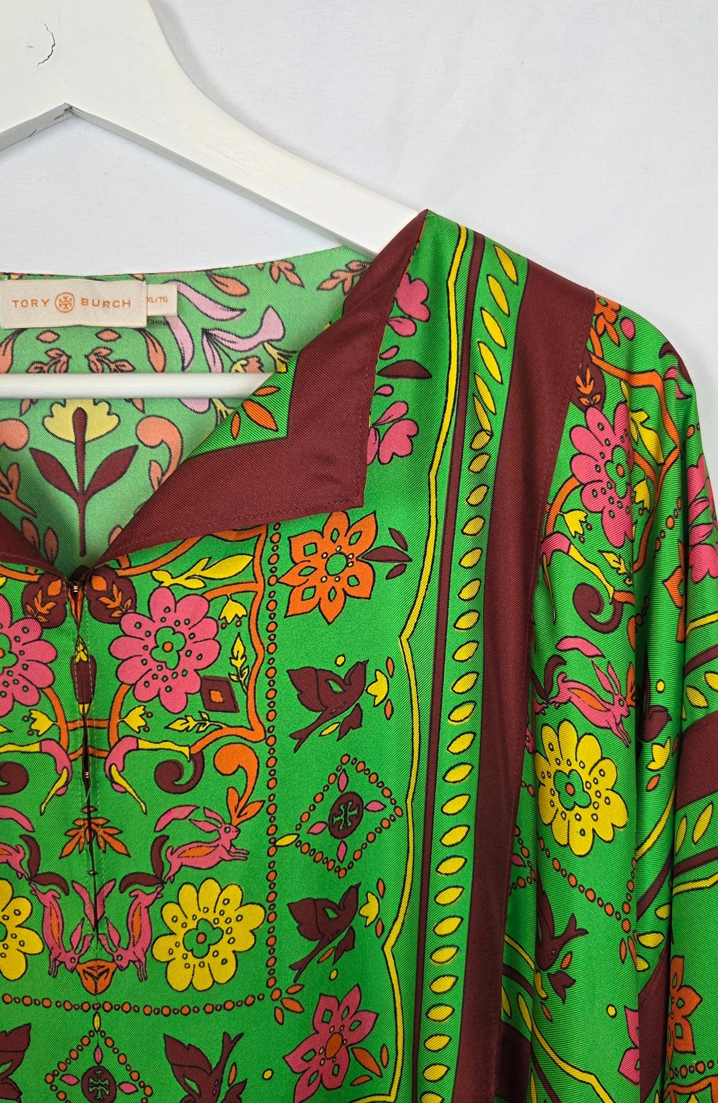 #112 - Tory Burch Silk Scarf Kaftan, Size XL, New