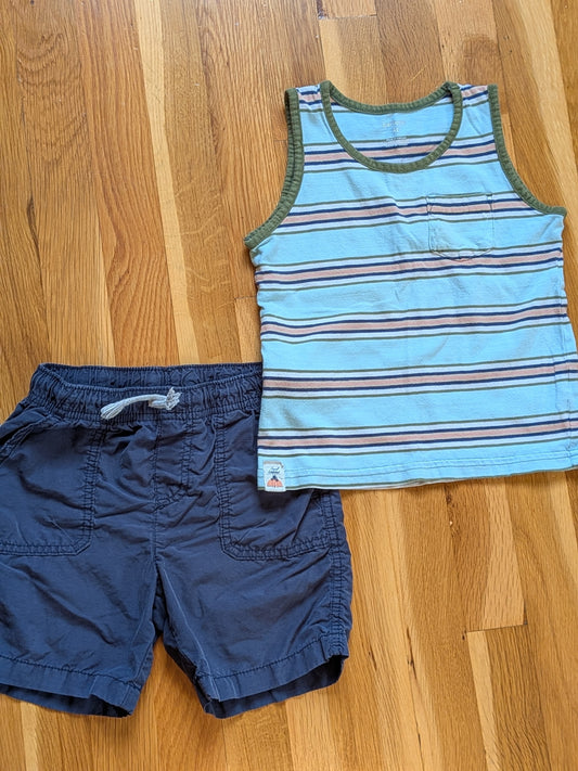 #99 4t Navy Shorts with Striped Tank Top VGUC