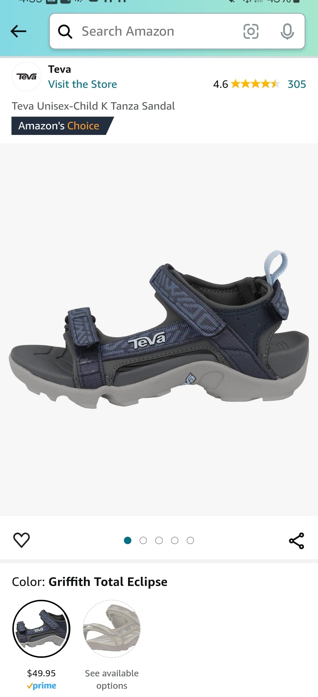 Boys Blue Teva Sandals Size 12
