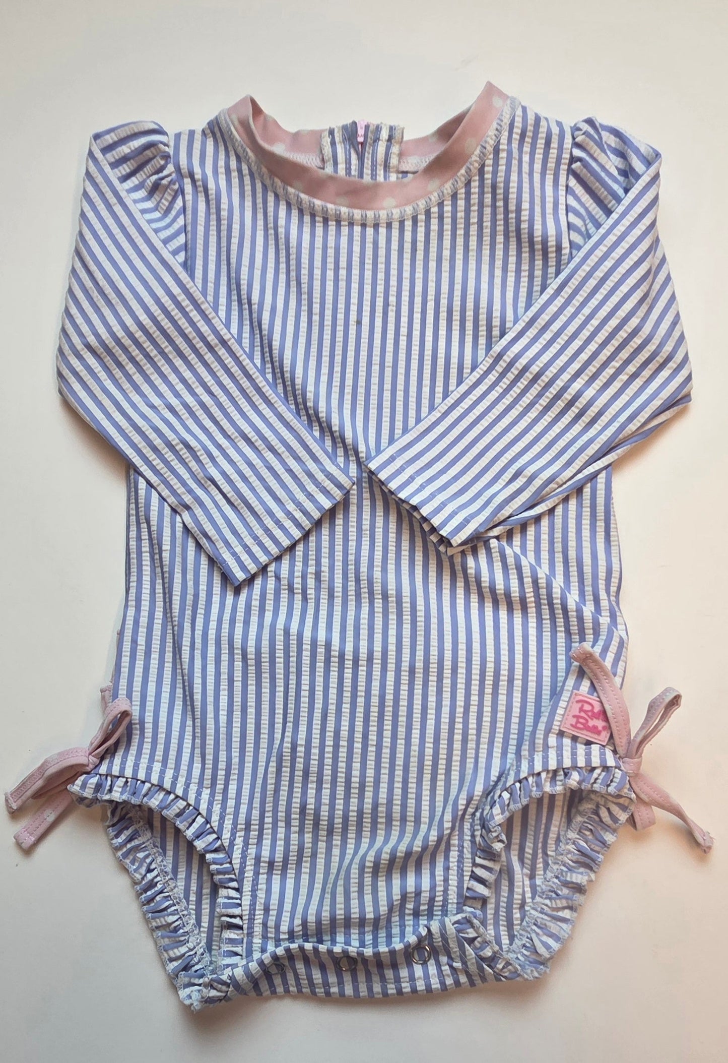 #152 - Ruffle Butts One Piece Swim Suit, Girls Size 12-18m, GUC