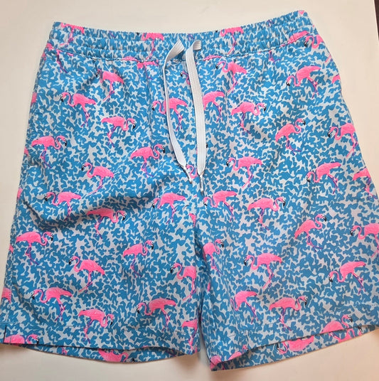 #152 - Chubbies Flamingo Print Swim Trunks, Boys Size M (10-12),  NWOT