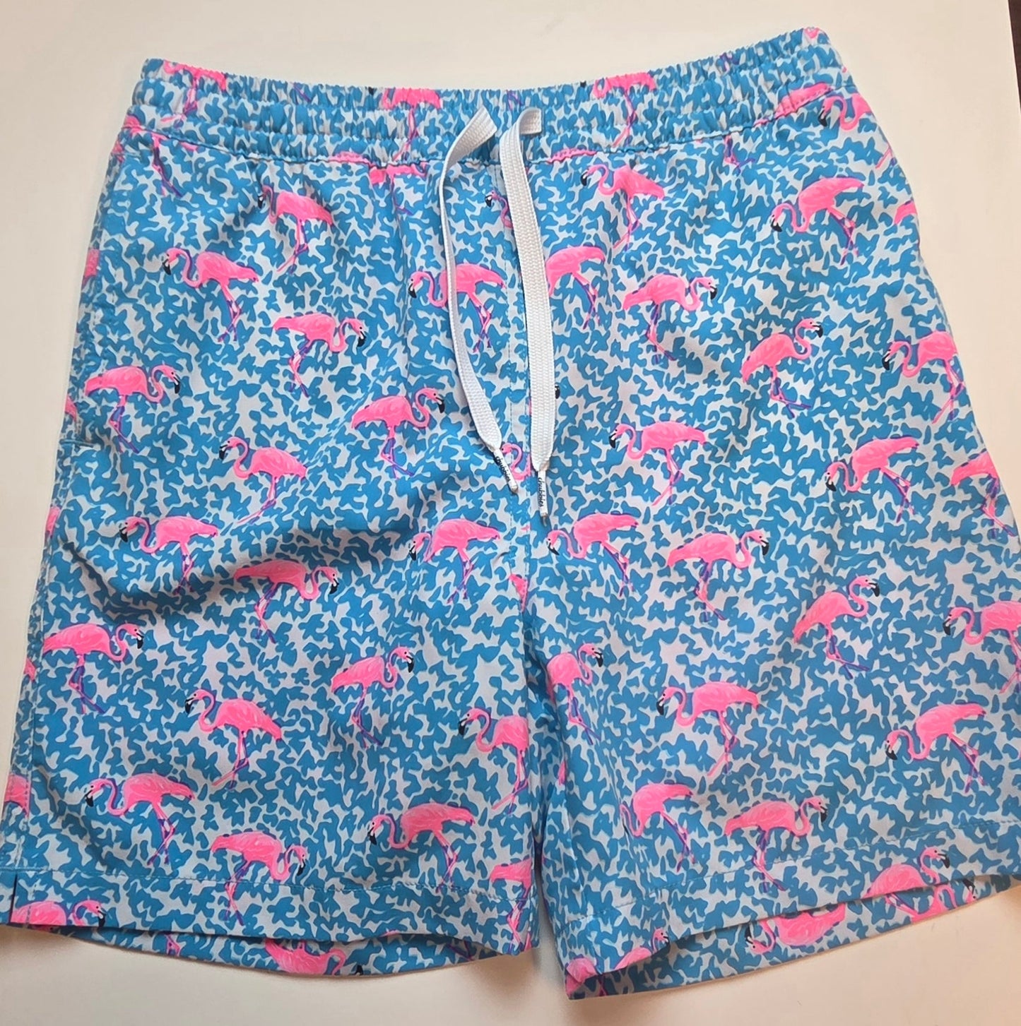 #152 - Chubbies Flamingo Print Swim Trunks, Boys Size M (10-12),  NWOT