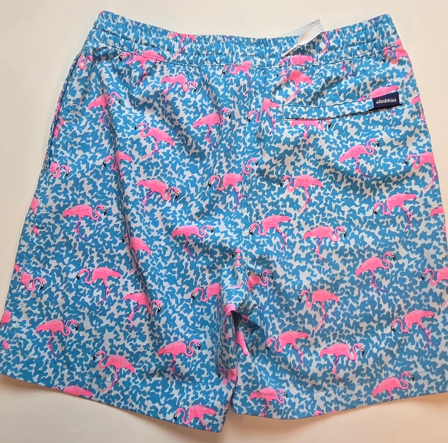 #152 - Chubbies Flamingo Print Swim Trunks, Boys Size M (10-12),  NWOT