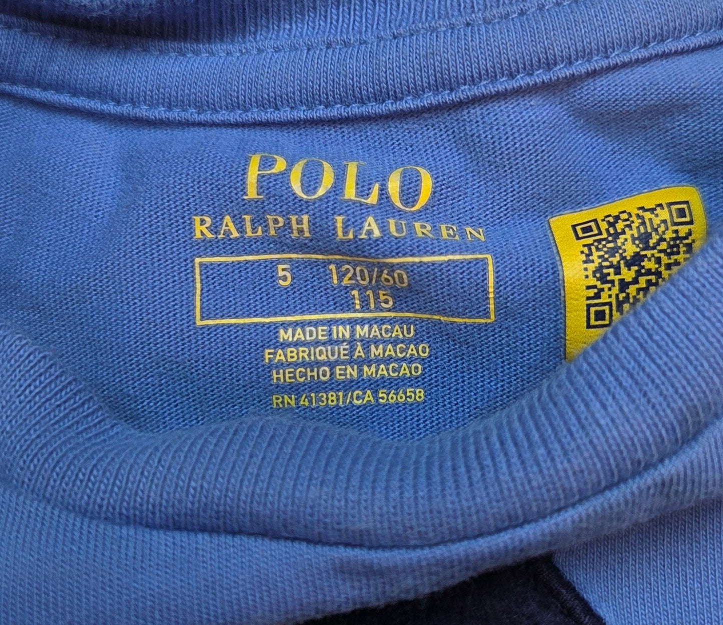 #152 - Polo Ralph Lauren Girls Size 5 (120) Polo Bear Blue T-Shirt Dress EUC