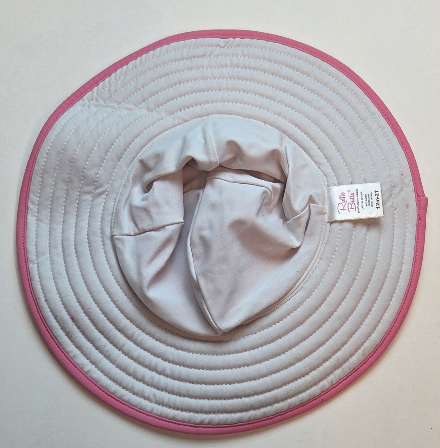 #152 - Pink Ruffle Butt Swim Hat, Girls Size 12m - 2t, VGUC