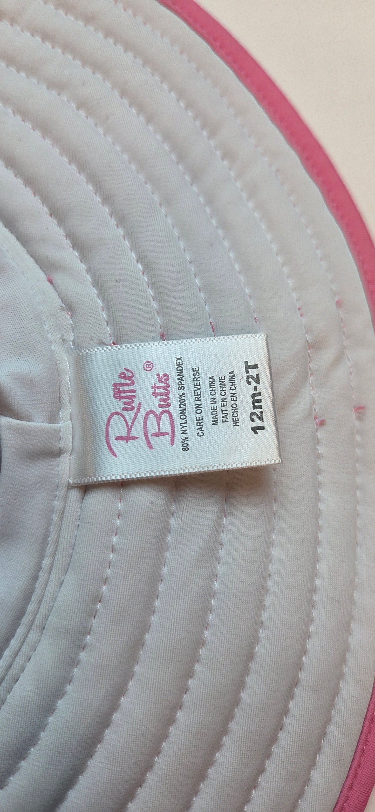 #152 - Pink Ruffle Butt Swim Hat, Girls Size 12m - 2t, VGUC