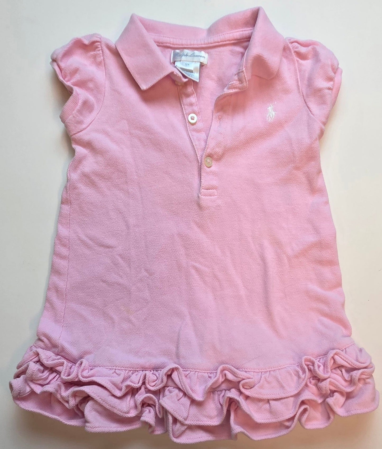 #152 -  Polo Ralph Lauren Pink Ruffle Dress, Girls 12m, VGUC