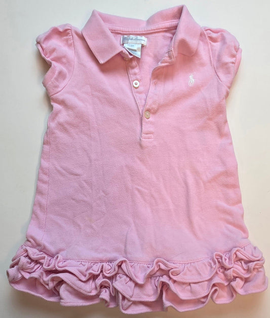 #152 -  Polo Ralph Lauren Pink Ruffle Dress, Girls 12m, VGUC