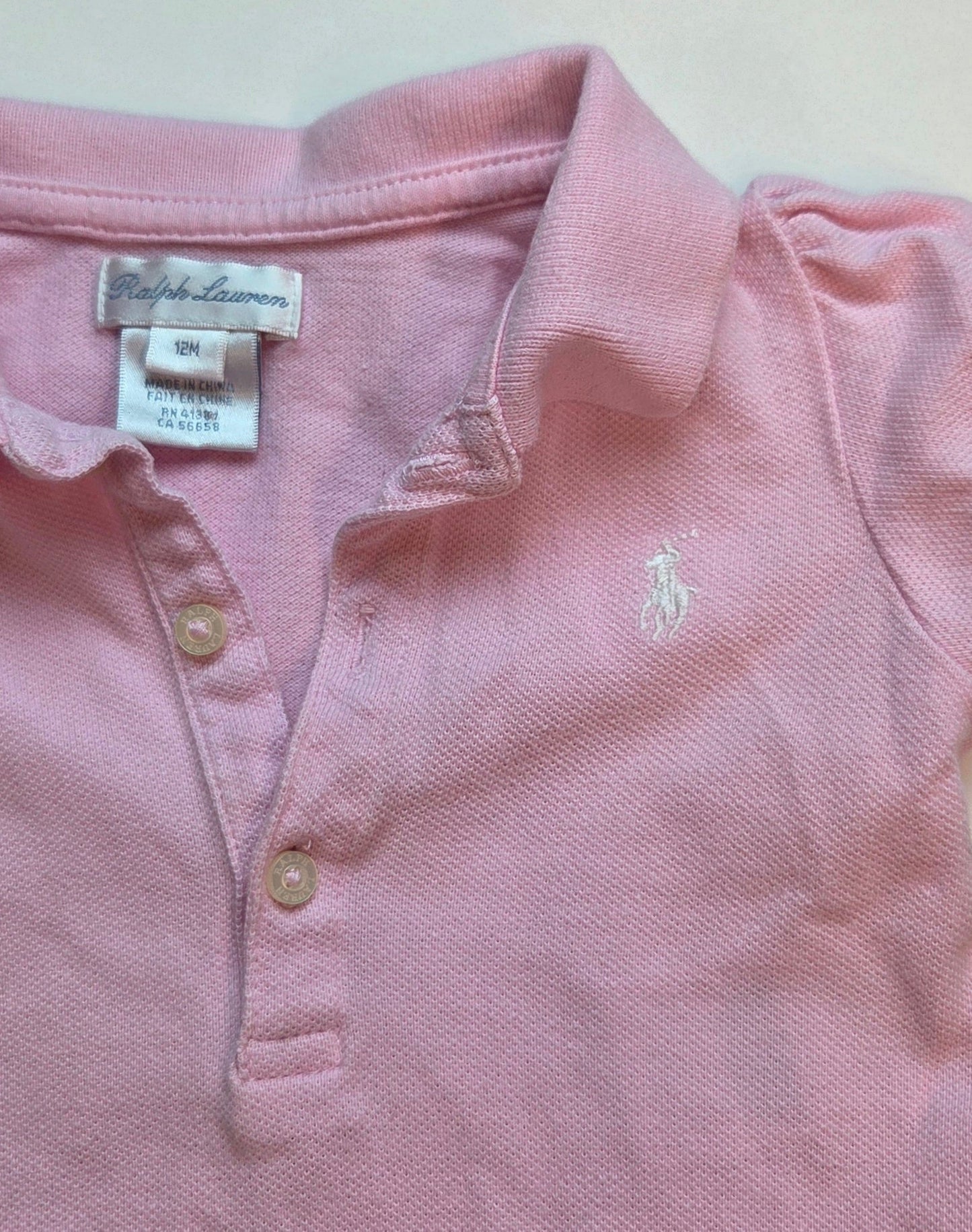 #152 -  Polo Ralph Lauren Pink Ruffle Dress, Girls 12m, VGUC