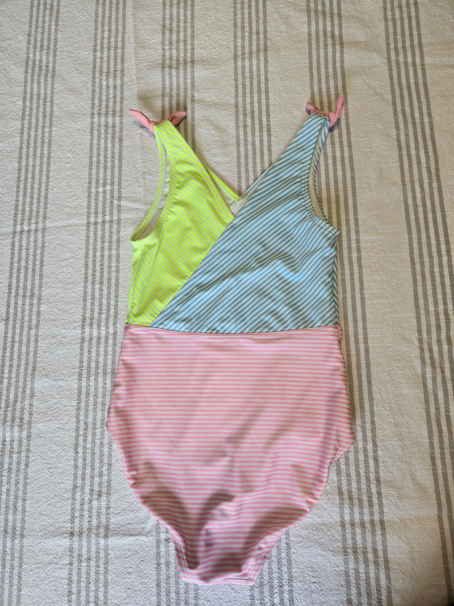 Girls Pink Green Blue Swimsuit Size Large 10 12 PPU Montgomery