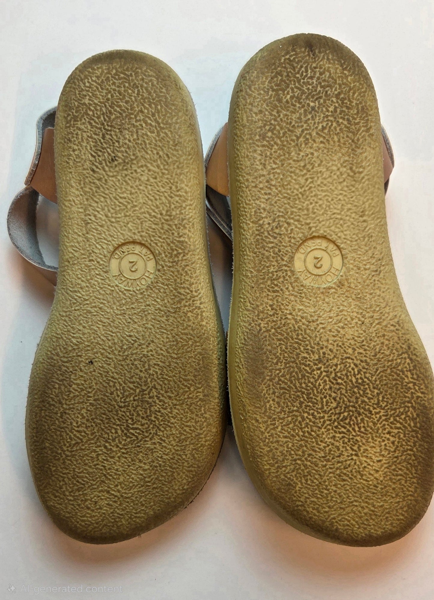 #152 -  Bronze Saltwater Sun San "Sweetheart" Sandals, Girls Size 2, GUC