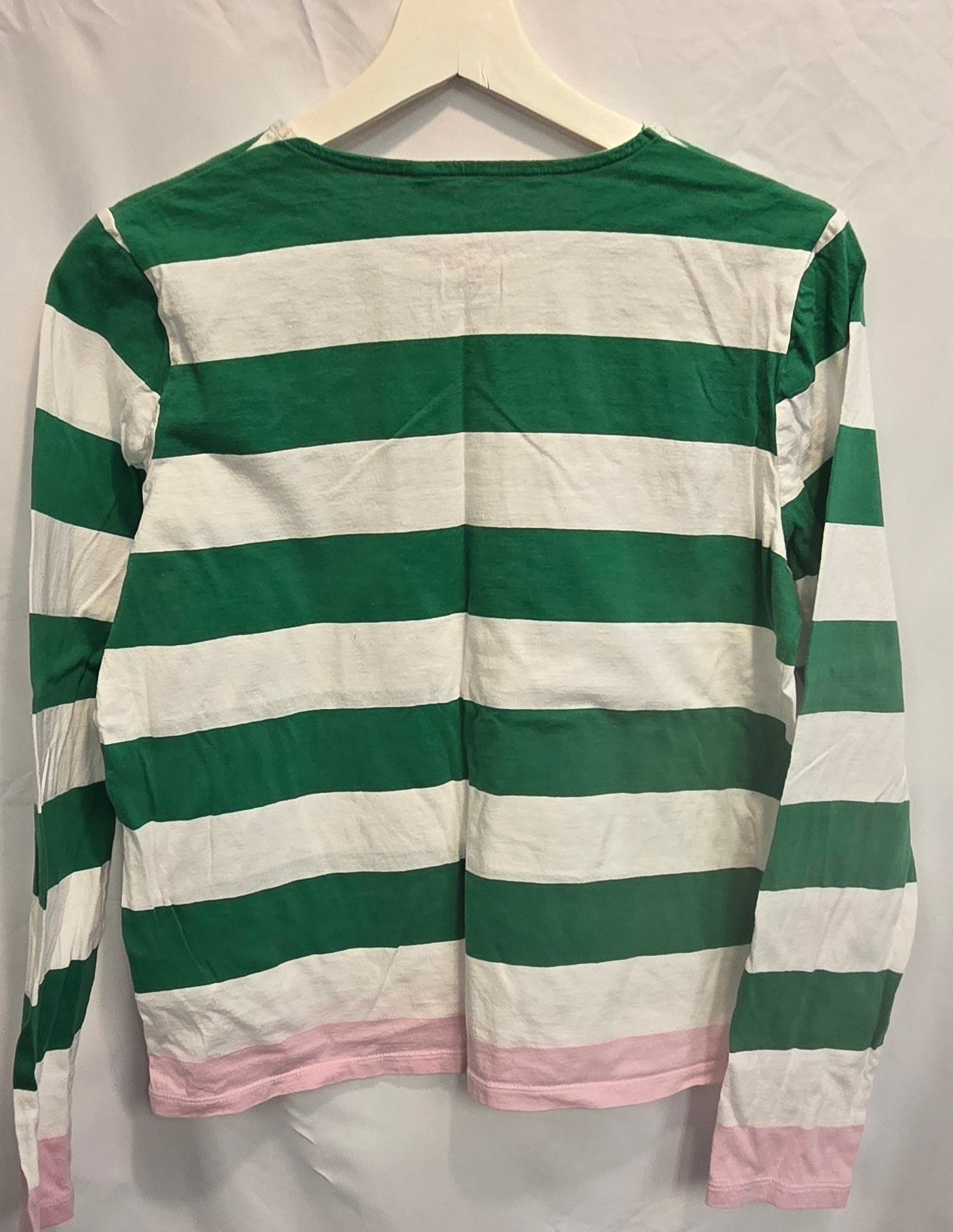 #152 - PRICE REDUCED Boden Green/White Striped Long Sleeve Shirt, Womens Size 8, EUC