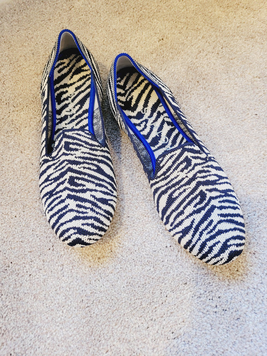 Rothy's The Loafer in Navy Zebra Women's Size 7.5 PPU 45226