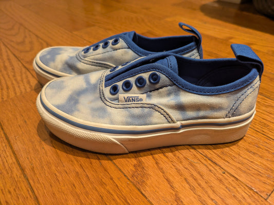 #90- Vans, blue/white cloudy print, size 10.5 kid, boys