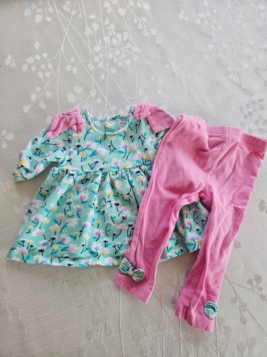 #33A - Girls Crown & Ivy Flower Outfit - 9 months