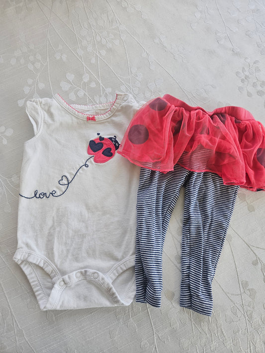 #33A - Girls Carters Ladybug Outfit - 9 months