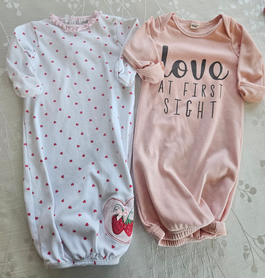 Girls Sleeper Gowns Lot - 0/6 months