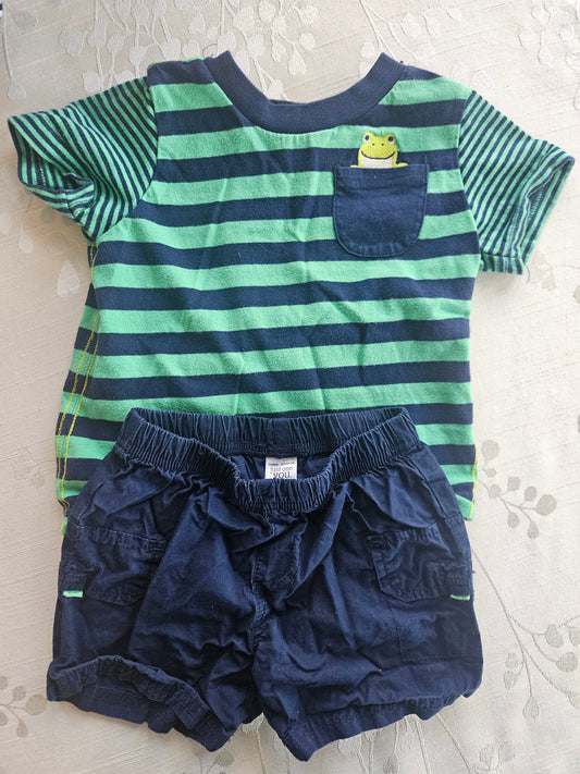 Just One You - Frog Striped Outfit - 18 months