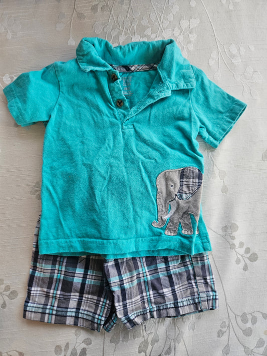 Just One You Elephant Shirt + Matching Shorts - 18 months