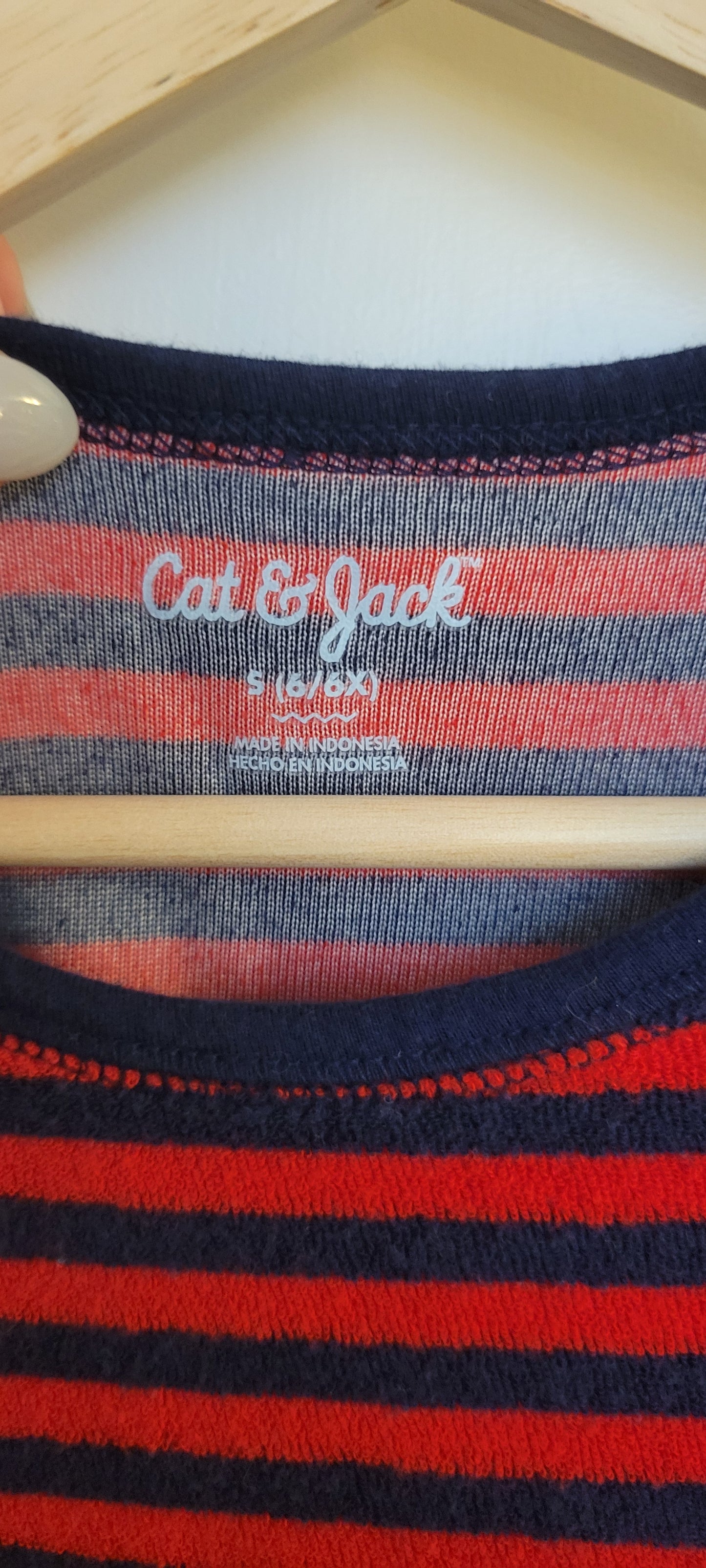 * REDUCED * Cat & Jack Red and Blue Striped Terry Cloth Cover-Up Romper, Size S (6/6X)