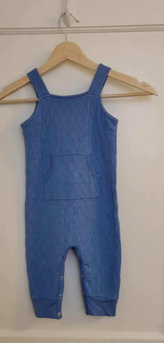 Kate Quinn Blue Quilted Overalls, Size 12-18 M