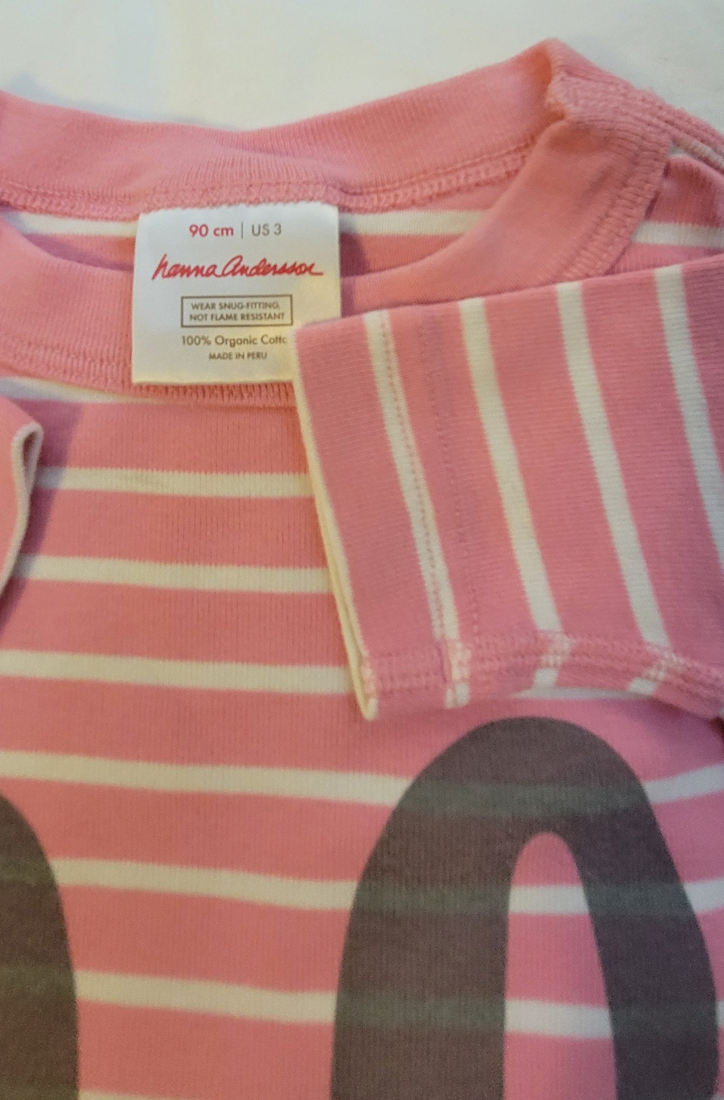 * Reduced * HA Pink Striped Short Sleeve Bunny PJs 2 pcs, Girl's Size 3/ 90cm NEW