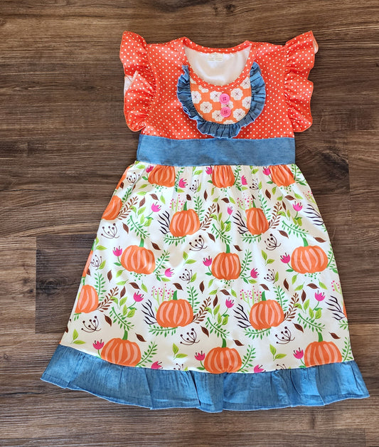 #137 Boutique size 2XL girls 6-7 pumpkin dress