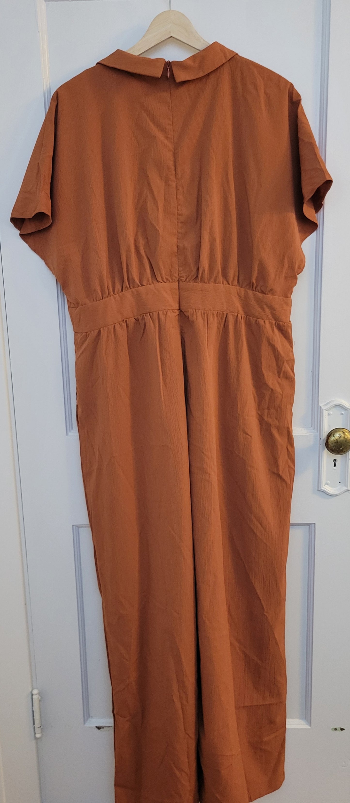 * Reduced * Cider Burnt Orange Collared Jumpsuit, Women's Size 1XL NEW WITH TAGS