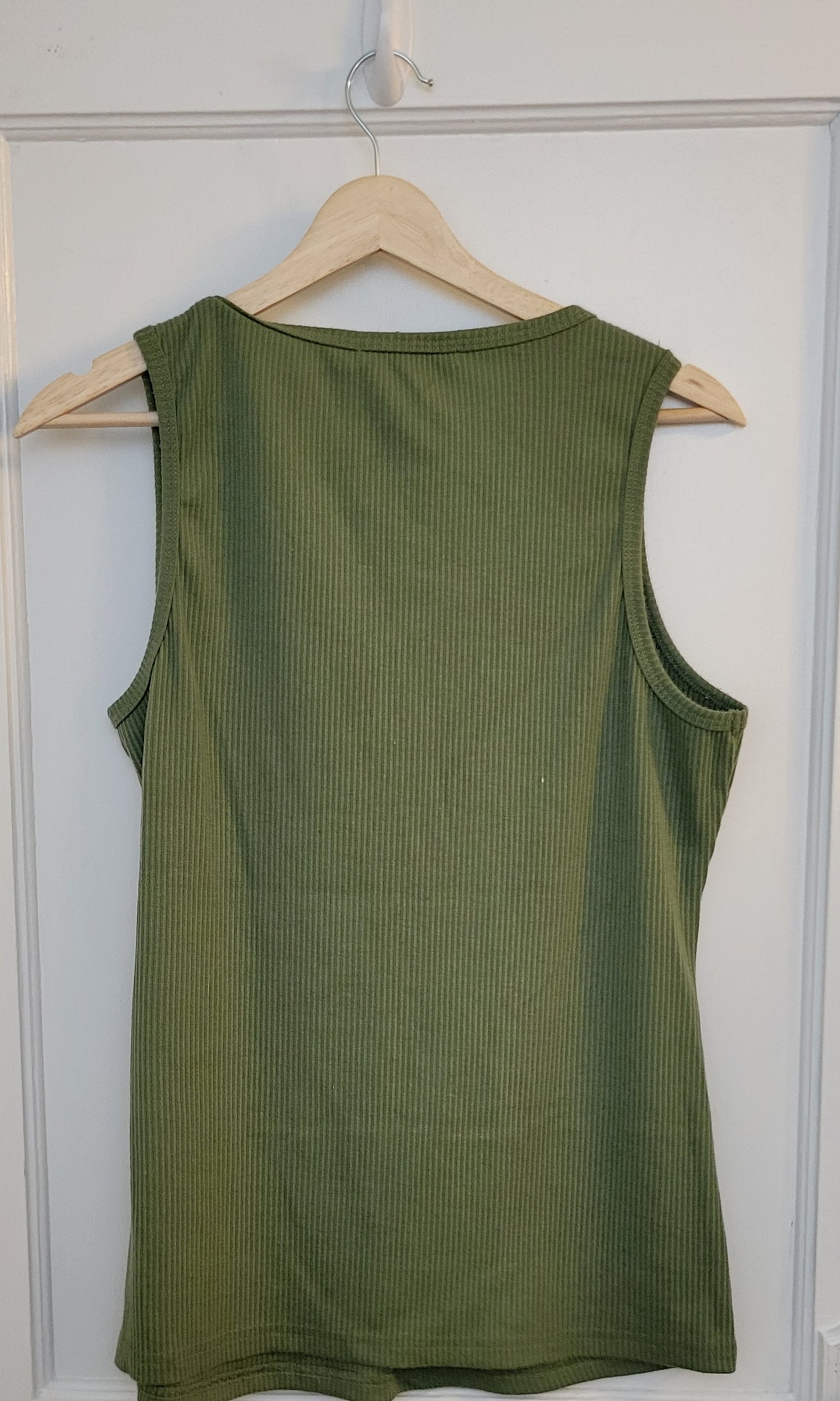 Amazon Olive Green Ribbed Tank Top, Women's Size L