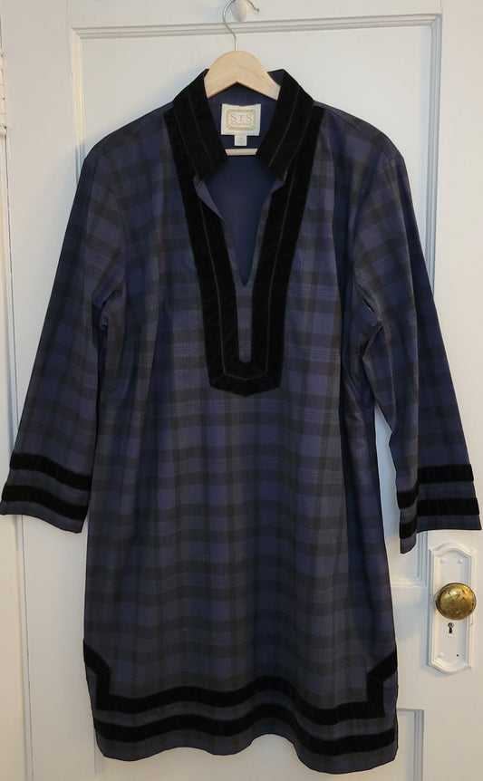 Sail to Sable Black Watch Plaid Long Sleeve Shift Dress, Women's Size XXL (Fits Smaller, Fits L to small XL)