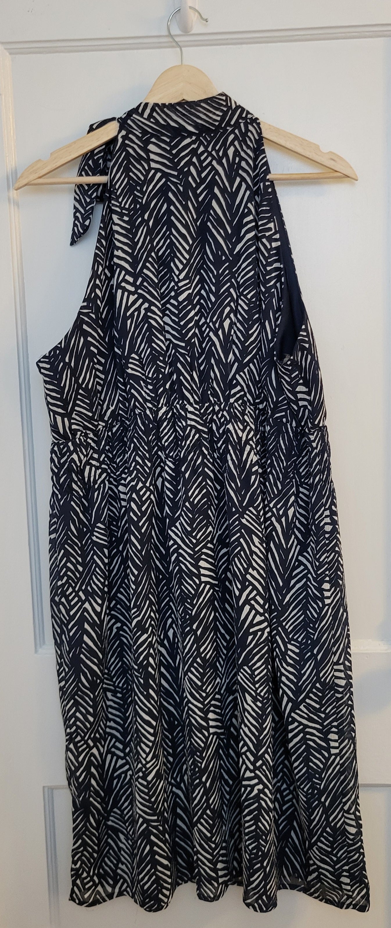 Merona (Target) Navy Blue and White Tie Neck Halter Dress, Women's Size XL