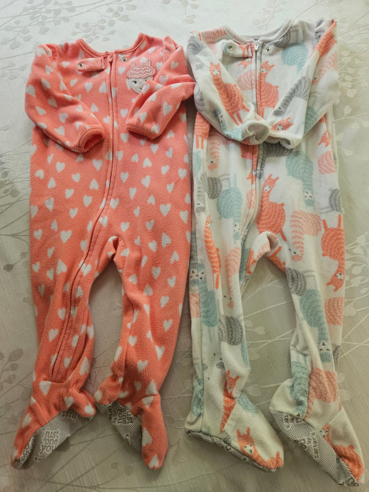 #33A - Girls Just one you fleece pajama bundle - Size 12 months - GUC