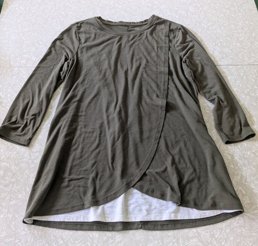 #61 Sz Extra Small XS Olive Green Motherhood Maternity Nursing Shirt Top