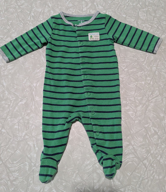#61 Carters 3mo Green Stripe Pajama