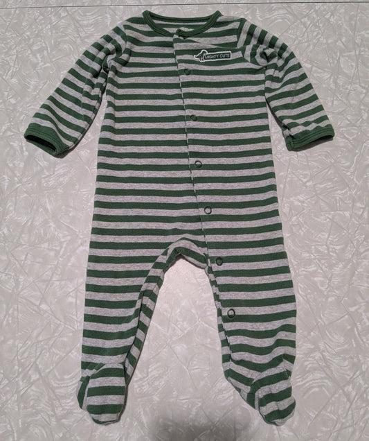 #61 Carters 6mo Green Stripe Dino Pajama