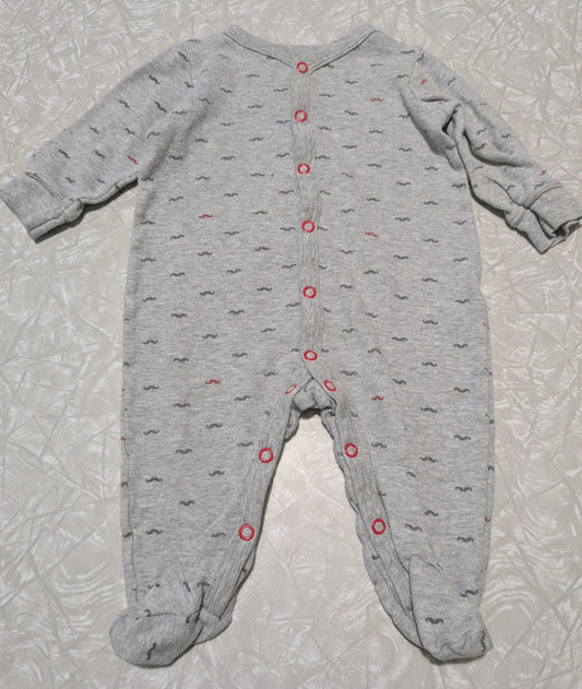 #61 Carters 6mo Gray Mustache Pajama