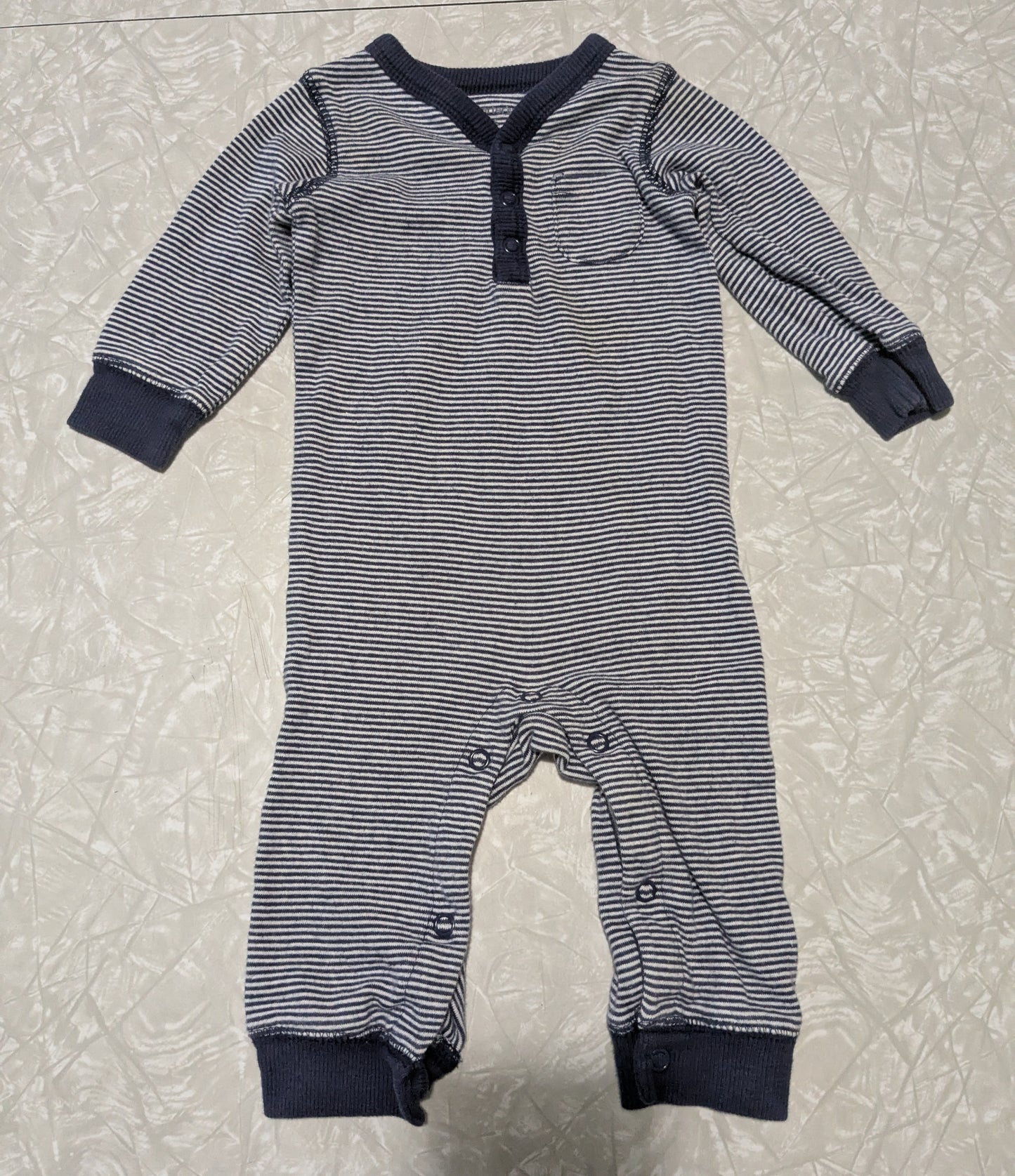#61 Carter's 6mo Navy Blue Stripe One Piece