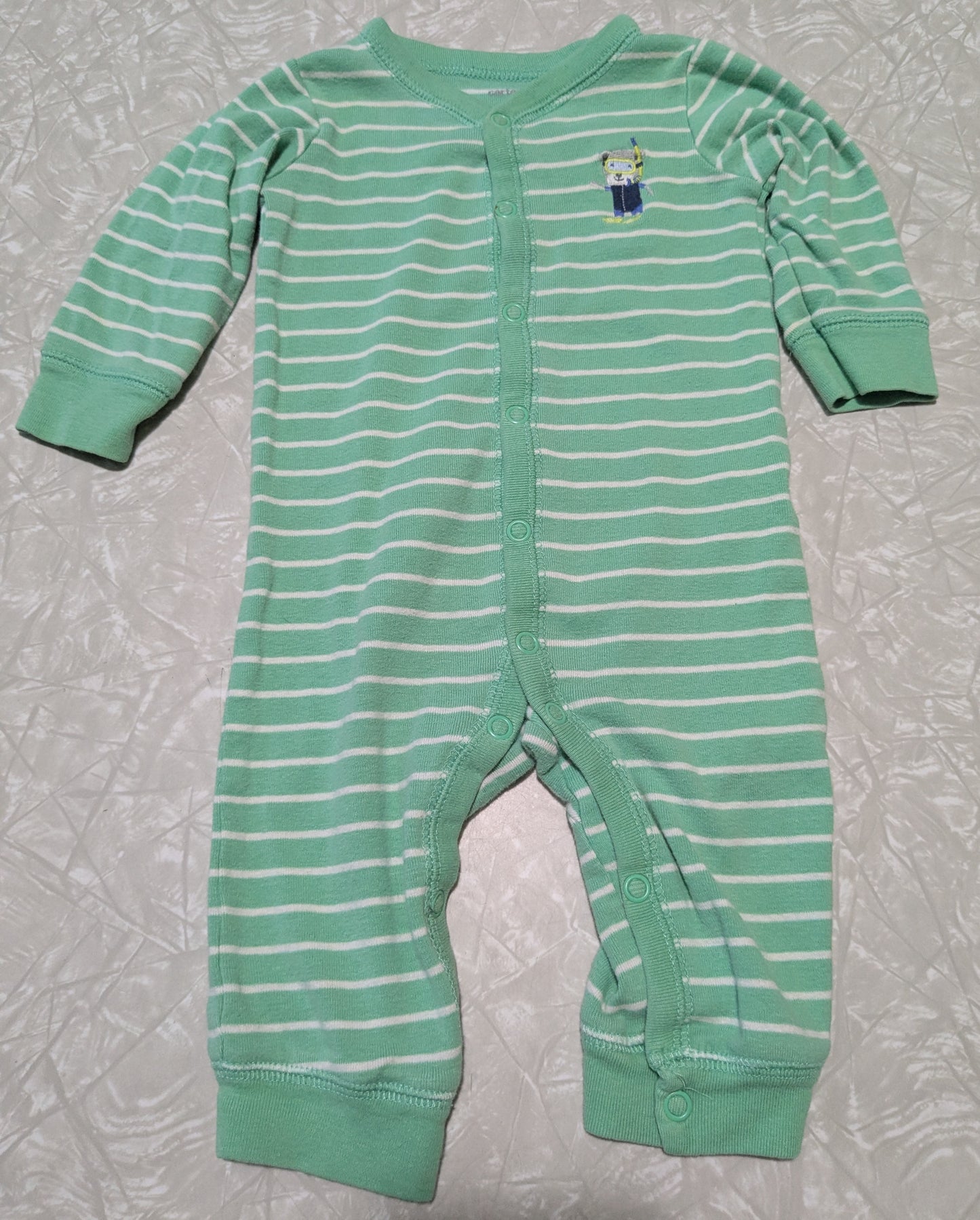 #61 Carter's 6mo Green Stripe Scuba Dog One Piece