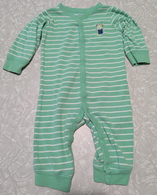 #61 Carter's 6mo Green Stripe Scuba Dog One Piece