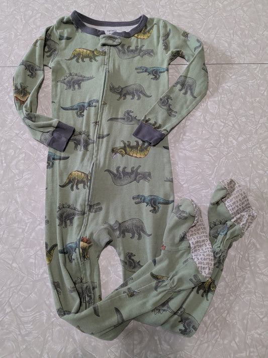 #61 Carter's 5T Green Dinosaur One Piece Pajamas