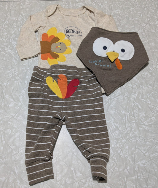 #61 6mo Turkey Thanksgiving Set with Bib