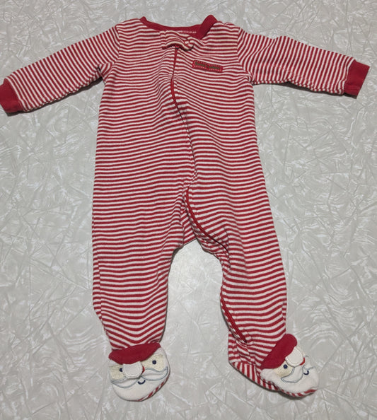 #61 6mo Red Stripe Santa Pajama